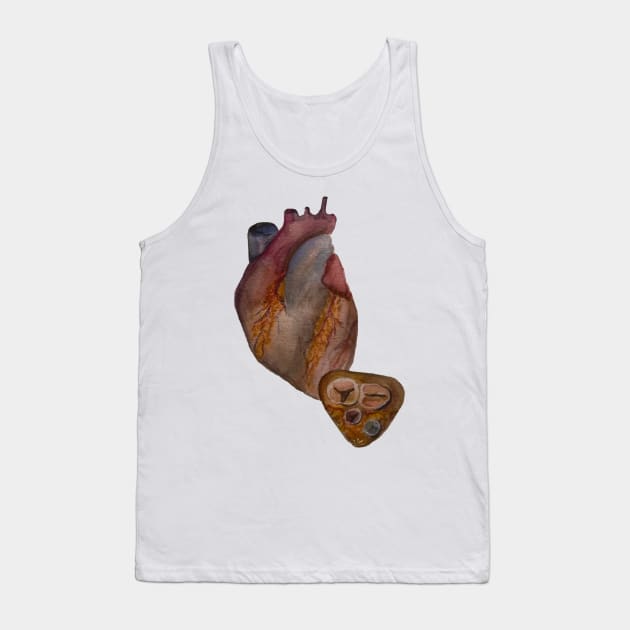 Anatomical Heart Watercolor Illustration Tank Top by emadamsinc